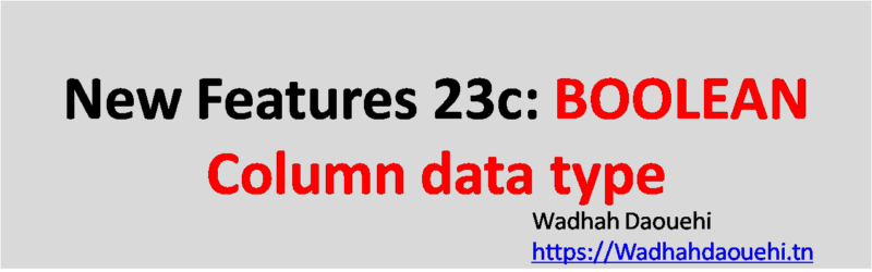 New Features 23c- BOOLEAN Column data type | Wadhah DAOUEHI